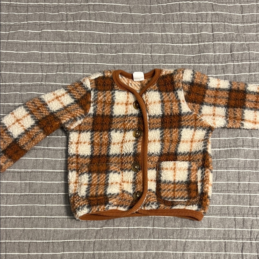 Plaid Kids Jacket - Brown and Cream